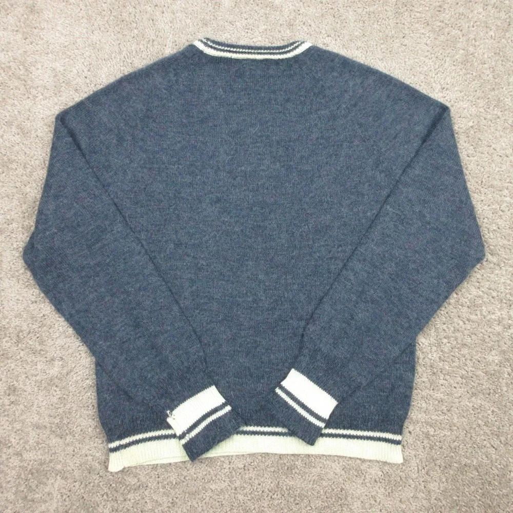 Vintage Banana Republic Sweater Mens Large Blue Cream Stripe Mohair Crewneck Y2K